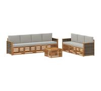 Hothingwell Set di Divani 8 pz Legno di Acacia Massiccio per Giardino | Design modulare, braccioli e schienali, disegno pulito, tinta naturale, uso esterno, manutenzione con panno umido