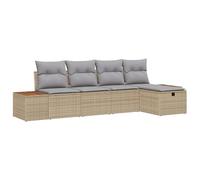 Hothingwell Set di divani da giardino, 6 pezzi, in polyrattan, beige | Acciaio trattato contro il vento, cuscini morbidi, braccioli curvi, montaggio senza attrezzi, uso esterno