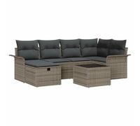 Hothingwell Set di divani da giardino, 7 pezzi, in polyrattan | Braccioli curvi, portaoggetti integrato per sedile, leggero e spostabile, copertura per terrazza, angolo giardino
