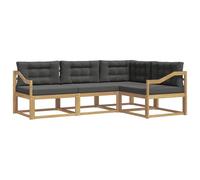 Hothingwell Set di Divani Esterni 3 pz Bianco e Antracite | Legno di acacia massiccio, schienale a doghe, flessibilità modulare, braccioli in legno, design contemporaneo