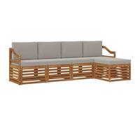 Hothingwell Set di Divani Esterni 5 Pezzi Acacia Marrone | Legno di acacia massiccio,forma pulita moderna,uso terrazza giardino piscina,panno umido,assemblaggio cacciavite
