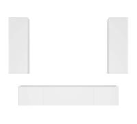 Hothingwell Set di mobili TV 4 pezzi bianco legno di ingegneria | Design da parete, grande stoccaggio, superficie liscia, resistenza all'umidità, manuale incluso
