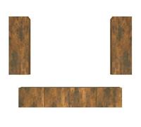 Hothingwell Set di mobili TV 4 pezzi Rovere Fumato Legno di Ingegneria | Magazzini e DVD,design classico e alla moda, montaggio a parete facile, manuale incluso, legno di ingegneria robusto