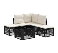 Hothingwell Set Divani Giardino 6 Pezzi Nero Polyratan Modulare | Cuscini in poliestere fodere lavabili, tavolo altezza regolabile, s gomma, uso esterno annuale