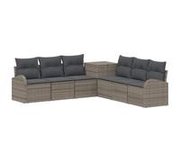 Hothingwell Set Divano Esterno 7 Pezzi Poly Ratino e Acciaio Grigio | Robusta struttura in acciaio, cuscini inclusi, design modulare, cassettone integrato, manutenzione semplice