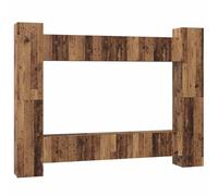 Hothingwell Set mobile TV da parete, 10 pezzi, legno antico, legno | Stoccaggio multimediale,ripiani a tavole,porte a cerniere,design a parete,spazio al pavimento liberato,stile pulito