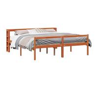 Hothingwell Telaio letto 2 pezzi in pino massiccio cera marrone | Base a doghe incluse, senza rete, 2 cassetti, camera genitoriale, camera degli ospiti