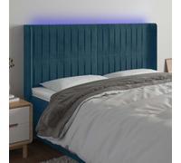 Hothingwell Testiera a LED blu scuro, 183 x 16 x 118/128 cm, in velluto | Velluto morbido, LED colorato, altezza regolabile, supporto posteriore, banda tagliabile, connettore USB 5V, montaggio facile