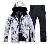 HOTIAN Completo da uomo per la neve, Giacca da sci e pantaloni Set invernale caldo, Set da neve e sci per escursionismo, arrampicata, Snowboard isolato, L