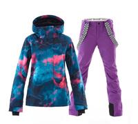 HOTIAN Giacca da sci da Donna e pantaloni Set, Giacca invernale Donna Calda,Pantaloni Da Sciimpermeabili E Cappotto,per Il Lavoro All'aperto Sci Pesca Equitazione Moto