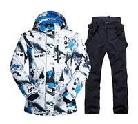 HOTIAN Giacca da sci da Uomo e pantaloni Set Giacca e Pantaloni da Snowboard Antivento e Impermeabile invernale Calda per Il Lavoro All'aperto Sci Pesca Equitazione Moto