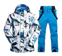 HOTIAN Giacca da sci da Uomo e pantaloni Set Giacca e Pantaloni da Snowboard Antivento e Impermeabile invernale Calda per Il Lavoro All'aperto Sci Pesca Equitazione Moto