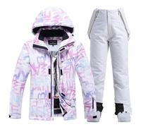 HOTIAN Giacca da Sci e Pantaloni da Donna, Tuta da Sci Invernale Calda, Impermeabile, Antivento, Set da Snowboard, 304+WT, L