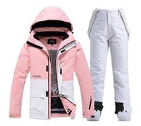 HOTIAN Giacca e Pantaloni da Sci da Donna,2 pezzi, set da sci da donna,impermeabile,antivento,invernale,caldo,sci, neve,set da snowboard