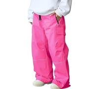HOTIAN Pantaloni da sci da donna, impermeabili, antivento, foderati, in softshell, rimovibili, da snowboard, da sci, per attività all'aria aperta, Rosa, XL