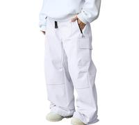 HOTIAN Pantaloni da sci da donna, impermeabili, antivento, foderati, in softshell, rimovibili, da snowboard, da sci, per attività all'aria aperta, bianco, M