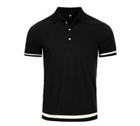 HOTIAN Polo da uomo a maniche corte, traspirante, vestibilità normale, comoda, estiva, tempo libero, sport, a maniche corte, Nero , M