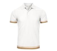 HOTIAN Polo da uomo a maniche corte, traspirante, vestibilità normale, comoda, estiva, tempo libero, sport, a maniche corte, bianco, L