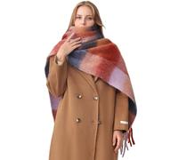 HOTIAN Sciarpa da donna invernale calda, sciarpa spessa multicolore, sciarpa oversize a quadri, sciarpa autunnale morbida e calda, Colore: rosso, Taglia unica