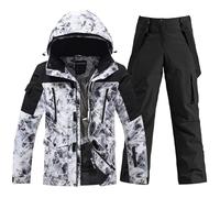 HOTIAN Set da sci da uomo con giacca e pantaloni, tuta da neve invernale, calda, impermeabile, antivento, abbigliamento da sci e snowboard