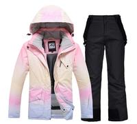 HOTIAN Tuta da Sci Donna Giacca e Pantaloni 2 Pezzi Set Tuta da Sci Donna Inverno Calda Neve Sci Snowboard Set Impermeabile Antivento, XL