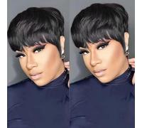 HOTKIS Parrucca corta Pixie Cut Parrucca per capelli umani Parrucche corte per donne nere Parrucca corta per capelli umani Pixie Parrucche per afroamericano nero naturale 4 pollici