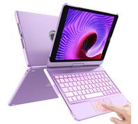 HOTLIFE Touch Trackpad tastiera custodia per iPad 9a generazione/8a/7a | Multi-Touch Trackpad, tastiera Bluetooth retroilluminata a 7 colori, custodia girevole a 360° con tastiera per iPad 10.2 e