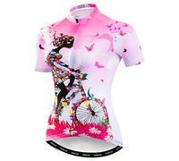 Hotlion Ciclismo Jersey Donne Manica Corta Abbigliamento Bicicletta Top MTB Full Zipper Bike Maglie, 11ACF2020, M