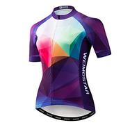Hotlion Ciclismo Jersey Donne Manica Corta Bicicletta Abbigliamento Top MTB Cerniera Completa Bike Maglie Vestiti, Bcf2206, L
