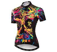 Hotlion Ciclismo Jersey Donne Manica Corta Bicicletta Abbigliamento Top MTB Pieno Cerniera Bike Maglie Vestiti, 2acf2007, XL