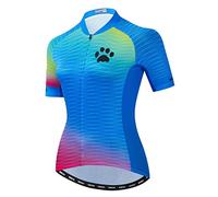 Hotlion Ciclismo Jersey Donne Manica Corta Bicicletta Abbigliamento Top MTB Pieno Cerniera Bike Maglie Vestiti, 54acf2339, M