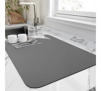 HotLive Tappetino scolapiatti per bancone della cucina, 45,7 x 61 cm, resistente al calore, con retro in gomma antiscivolo, tappetino drenante super assorbente, facile da pulire, grigio scuro