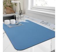 HotLive Tappetino scolapiatti per bancone della cucina, 45,7 x 81,3 cm, resistente al calore, con retro in gomma antiscivolo, tappetino drenante super assorbente, facile da pulire, blu