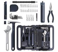 HOTO 40 Pezzi Cassetta Attrezzi Completa, Set Attrezzi da Lavoro con Cacciavite Elettrico (LED, 3 Coppie) + 14 Utensili & 26 Accessori | Valigetta Attrezzi per Casa, Riparazioni, Fai Da Te