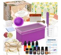 HOTOOLME Kit per Creazione di Sapone Fai da Te - Set per Fare il Sapone con 1,5 kg di Base Saponosa, 4 Fragranze, 4 Coloranti, 2 Stampi in Silicone - Ideale per Principianti e Adulti