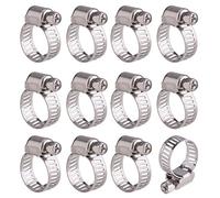 Hotop 12 Pezzi Regolabile Acciaio Inossidabile Tubi di Fascetta Clip Worm Drive Tubo (9-16 mm)