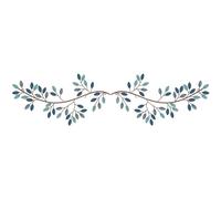 Hotop 2 decorazioni da parete in metallo con foglie di albero, ramo di ulivo, decorazione da parete in ferro battuto, sculture sopra il letto, soggiorno, decorazione per esterni (blu, stile classico)