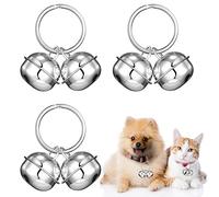 Hotop 3 Set Campanelli per Cani e Gatti Extra Rumorosi Ciondolo di Campanello di Collare Campanelli per Animali Regali Coniglio Guinzaglio(Argento)