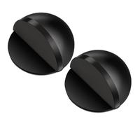 Hotop Fermaporta da Pavimento Autoadesivo Fermaporta Ovale in Acciaio Inox Protezione da Parete Montata a Pavimento Ferma Porta a Mezzaluna Semicircolare Lucido con Colle(Nero,2 pz)
