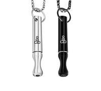 HotoPink Set di 2 collane portatili in acciaio inox, con fischietto in 2 colori, per yoga, meditazione, sollievo dall'ansia, rilassamento, esercizio per adulti, uomini, donne, ADHD, Acciaio