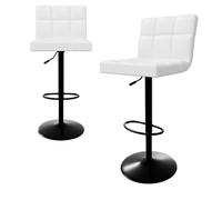 HOTOSYCH Set di 2 Sgabelli Cucina, Sgabello Cucina per l'isola Della Cucina con Seduta in Pelle PU, Sgabelli Bar Girevoli per il Bancone Della Cucina (2, Bianco, Gambe nere)
