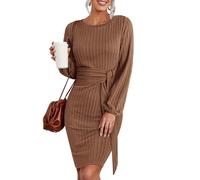Hotouch Vestito Donna Maglia Invernale Elegante a Collo Alto Abito Maglione Curvy Lungo Vestiti Invernali Manica Lunga Nato M