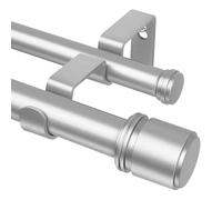 HOTOZON Argento Bastone da Tenda Doppio 167-305 cm, 25 mm Estensibile Bastone Tenda Doppio Montado en la Pared con Remates de Tapa Para Ventanas