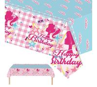 Hotpink - Tovaglia rettangolare in plastica usa e getta per ragazze, 137 x 274 cm, colore: blu, rosa, per feste di compleanno, baby shower, picnic, Barbie, feste a tema, 2 pezzi