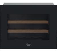 Hotpoint Ariston Cantinetta Vino da Incasso 19 Bottiglie Ripiani in Legno, Temperatura 5 - 18 °C, Vetro Anti UV, Luce Interna, colore Nero - HAW45S2B