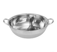 Hotpot in acciaio inox con due scomparti, 28 cm, per gas e induzione, colore argento, separabile per cene in famiglia e feste (30 cm)