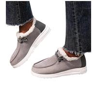 HOTRA Mocassini e Slip on per Le Donne Scarpe da Casa in Peluche Sfocate Mocassino in Memory Foam Scamosciato (Color : Grigio, Size : 38 EU)