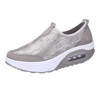 HOTRA Sneakers Ortopediche Mocassini Stivali da Donna Zeppa della Piattaforma Scarpe da Passeggio Pelle Memory Foam Scivolare su Scarpe da Ginnastica Casual (Color : Silver 1, Size : 36 EU)