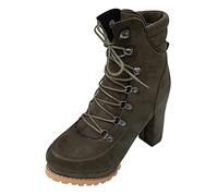 HOTRA Stringate da Donna Stivaletti con Plateau con Borchie Stivali da Combattimento con Tacco Alto e Grosso Stivaletti Antiscivolo in Camoscio (Color : Green, Size : 39 EU)