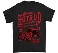Hotrod Acciaio IN Movimento Hot Rod Dragster Auto Uomo T-Shirt 100% Cotone